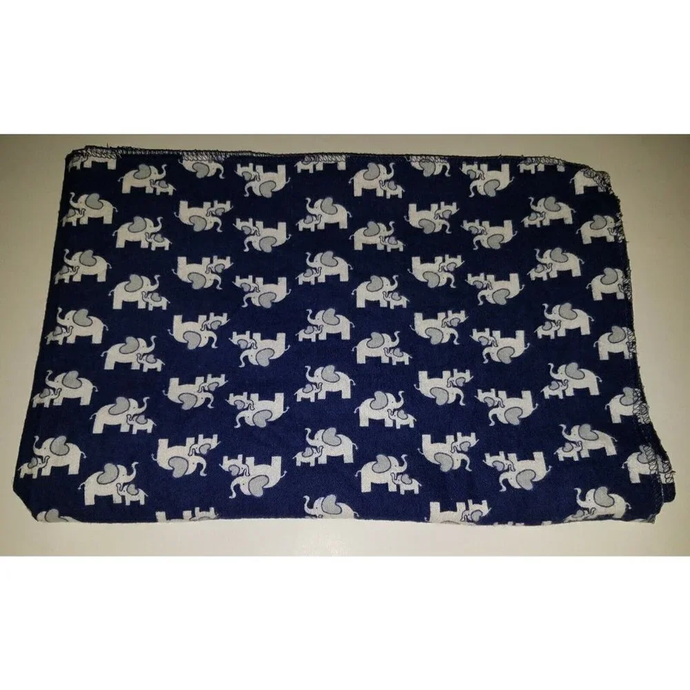 Koala Baby Blue White Elephants Receiving Blanket Lovey Security 100% Cotton